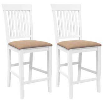vidaXL Taburetes De Bar Con Cojines, 2 Unidades, Madera Maciza Blanca, Goma Vidaxl