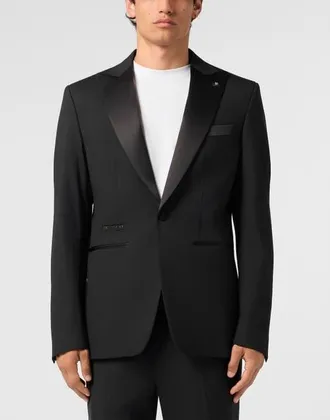 Philipp Plein Regular Fit Blazer Skull Strass Men in Black at Nordstrom, Size 48