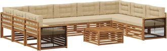 vidaXL Conjunto De Sof&aacute;s De Exterior 10 Uds. Natural Y Beige Vidaxl
