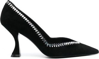 Stuart Weitzman 100mm crystal-embellished pumps - women - Suede - 35,5 - Black