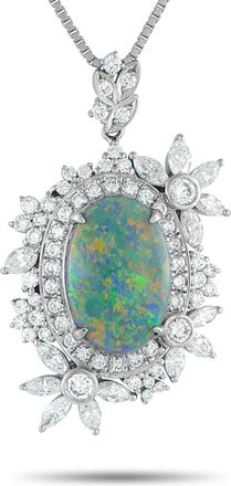 Luxury Bazaar Platinum 1.46ct Diamond and Opal Necklace MF35-101525