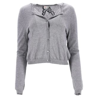 Valentino RED Valentino vest met strik in grijze wol