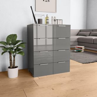 vidaXL Aparador De Madera De Ingenier&iacute;a Negro Brillante 60x35x80 Cm