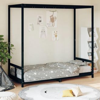 vidaXL Estructura De Cama Para Ni&ntilde;os Madera De Pino Negro 80x200 Cm Vidaxl