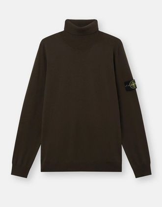 Stone Island Mens Wool 5100025 T-Neck Sweater Brown - Size: 38