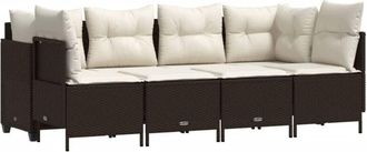 vidaXL Set Comedor De Jard&iacute;n 5 Piezas Y Cojines Rat&aacute;n Sint&eacute;tico Marr&oacute;n Vidaxl