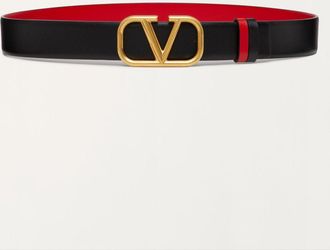 Valentino Garavani Reversible VLogo Signature Belt In Glossy Calfskin 30 Mm Wo