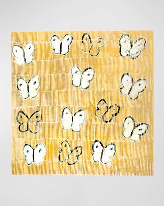 Hunt Slonem White Ascension Gold Leaf and Lacquer Placemat - 14.5Sq