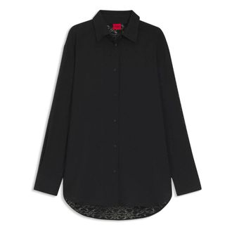 HUGO BOSS Shirts, female, Black, M, Blouse with Burnout-Effect Pattern