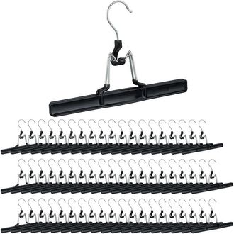 Relaxdays Pack De 60 Perchas Pantalones Y Faldas, Metal Y Pvc, 15.8 X 26 X 3 Cm, Negro