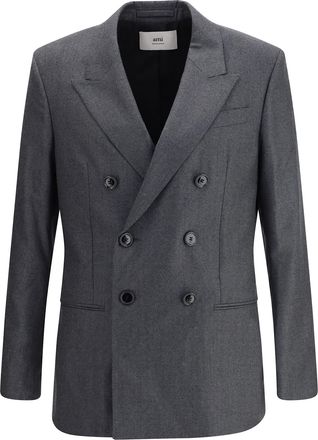 Ami Double-breasted Blazer In Virgin Wool