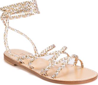 Emanuela Caruso Capri Gladiator Sandals with Gold, Silver, and Rose Gold Braided Straps | Handmade Footwear, Leather Sole Crafted in the Caprese Tradition, 1 cm Heel, Size 