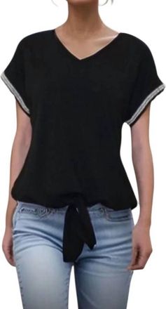 Vava Camille Front Tie Shirt In Black