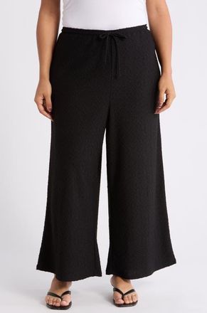 Vince Camuto Textured Drawstring Pants in Rich Black at Nordstrom, Size 2 X