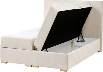 Beliani Divan Bed with Storage Light Beige Fabric EU Small Double Size 4ft Upholstered with Storage Modern Style MAJOR