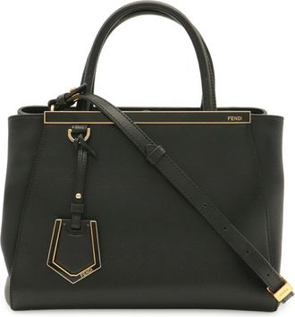 Fendi Black Leather Handbag Shoulder Bag Tote Bag (Pre-Owned)