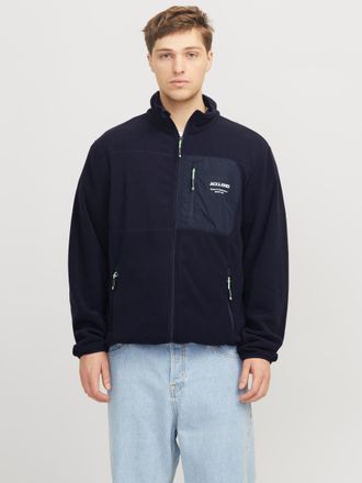 Jack & Jones Outdoorjacke JACK & JONES JJTHEO - Fleecejacke mit Stehkragen und Logoprint, Herren, Gr. XS, blau (sky captain), Web, Obermaterial: 100% Polyester, un