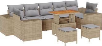 vidaXL Vidaxl - Garden Sofa Set 10 pcs Beige, Light Grey 90 x 55 x 71 cm