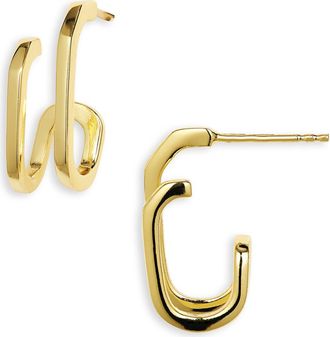 Argento Vivo Double U Hoop Earrings in Gold at Nordstrom Rack