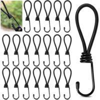 OEM Paquete De 20 Cuerdas El&aacute;sticas Con Ganchos, Ganchos El&aacute;sticos Cortos De 15 Cm, Cuerdas El&aacute;sticas Con Ganchos, Cuerdas El&aacute;sticas Para Asegurar Lonas, 