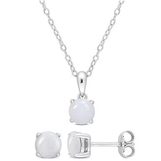 Mimi & Max 1 4/5 CT TGW Opal 2-Piece Set of Pendant with Chain and Earrings in Sterling Silver