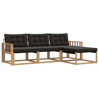 vidaXL Conjunto De Sof&aacute;s De Exterior Con Coj&iacute;n 4 Pcs Blanco Y Negro Vidaxl