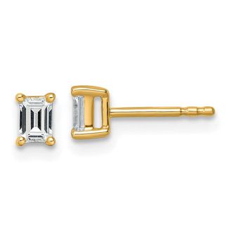 Diamond2Deal 14k Gold 1/2 ctw Lab Grown Diamond Emerald Stud Earrings