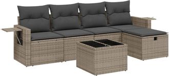 vidaXL Set De Muebles De Jard&iacute;n 6 Pzas Y Cojines Rat&aacute;n Sint&eacute;tico Gris Vidaxl