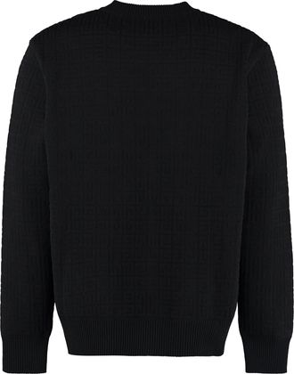 Givenchy Mens Long-Sleeve Crew-Neck Jacquard Sweater Black Wool Sweatshirts