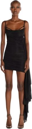 MUGLER Mini-jurk met ruches - Dames - Feestkleedjes - Zwart - XS - Kleedjes