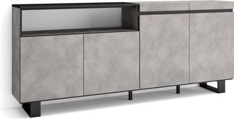 Skraut Home Aparadores Para Sal&oacute;n, Gran Capacidad De Almacenaje, 200x87x35cm, 4 Puertas, Dise&ntilde;o Industrial, Estilo Moderno, Gris Cemento - Skraut Home