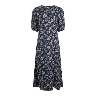 Weird Fish Womens/Ladies Everly Floral Eco Liva Midi Dress (Black Iris) - Size 12 UK