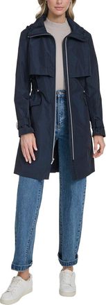 Cole Haan Stow Away Hood Zip Up Trench Coat