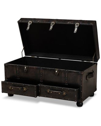 Baxton Studio Callum Upholstered 2-Drawer Storage Trunk Ottoman