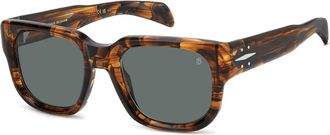 Eyewear by David Beckham Bruin Hoorn/Groen Zonnebril - Heren - Zonnebrillen - Bruin - 53 MM - Accessoires