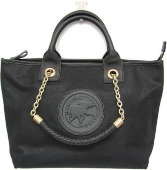 Hunting World Canvas Leather Handbag Tote Bag (Pre-Owned)