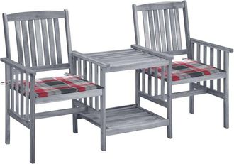 vidaXL Sillas De Jard&iacute;n Con Mesita Y Cojines Madera Maciza Acacia Vidaxl