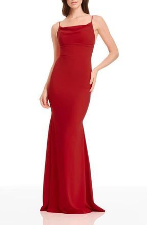 Dress The Population Eliana Cowl Neck Mermaid Gown in Rouge at Nordstrom, Size Xx-Large