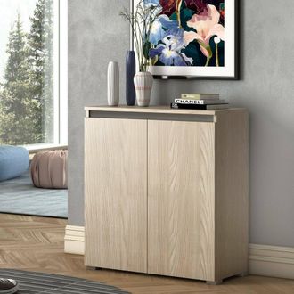 Dmora Zapatero Calla, Mueble Multiusos, Zapatero Con 2 Puertas Que Ahorra Espacio, Armario Con Estantes, 100% Made In Italy, 80x37h102 Cm, Olmo, Con Embalaj