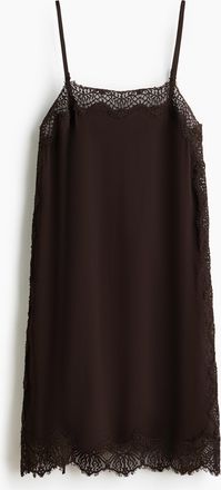 H&M Viskosekleid mit Spitzenbes&auml;tzen - Brown