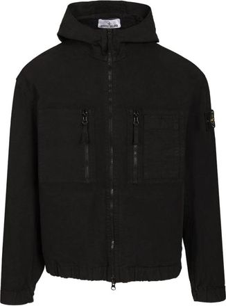 Stone Island Black Solid Zip Up Hoodie