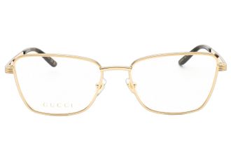 Gucci Gold Metal Rectangle Eyeglasses - Gold