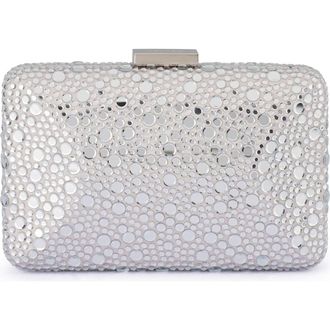 Olga Berg Harriet Crystal Frame Clutch in Silver at Nordstrom