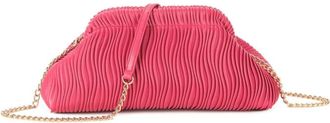 Girly HandBags Womens Pleated Evening Clutch Bag with Chain Strap - Large Shoulder Purse for Weddings, Parties, and Formal Events Large Fuchsia