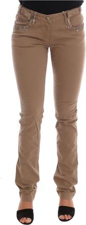 Costume National Beige Super Slim Fit Designer Jeans - Dames - Slim Fit Jeans - Beige - W26 - Katoen - Jeans