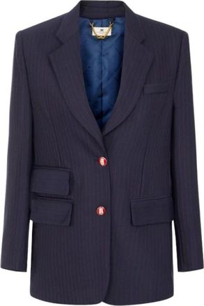 Elisabetta Franchi Jassen - Dames - Blazers - Blauw - XS - Wol - Jassen