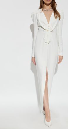 Alessandra Rich Dress With A Decorative Bow, Womens, White