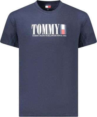 Tommy Hilfiger Katoenen T-shirt met ronde hals - Heren - Tops - Blauw - Maat: M Katoen