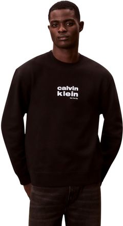 Calvin Klein Mens LS 350FLEECE RETRO GRAPHIC CREWN LV04LE250G, BLACK, S