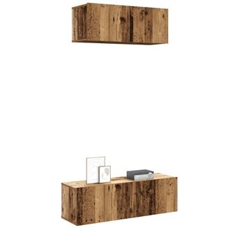 Berkfield Home 2 Piece TV Cabinet Set Wall-mounted Old Wood Engineered Wood in Brown